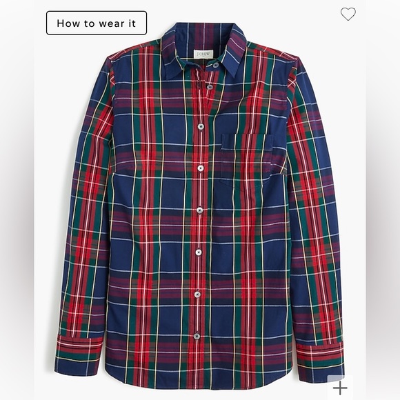 NWT J.Crew Factory, lightweight long sleeve button down shirt, Plaid, size Large - Picture 2 of 6